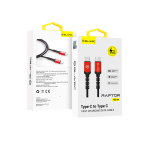 Blavec Cable Raptor braided - Type C to Type C - PD 60W 3A 1 metre Apple CarPlay/Android Auto (CRA-CC3BR10) black-red