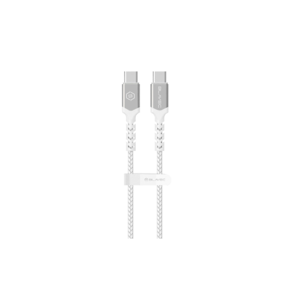Blavec Cable Raptor braided - Type C to Type C - PD 60W 3A 2 metres Apple CarPlay/Android Auto (CRA-CC3WS20) white-silver