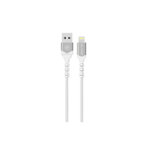Blavec Cable Raptor braided - USB to Lightning - 2,4A 0,5 metres Apple CarPlay (CRA-UL24WS05) white-silver