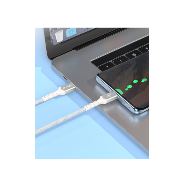 Blavec Cable Raptor braided - USB to Type C - PD 66W 6A 2 metres Apple CarPlay/Android Auto (CRA-UC6WS20) white-silver