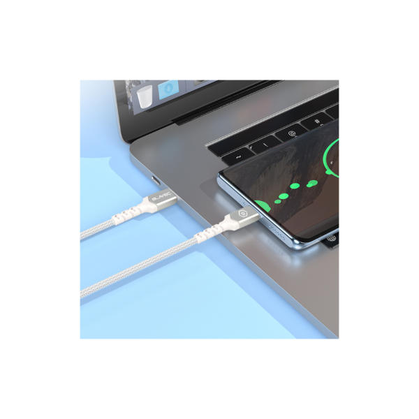 Blavec Cable Raptor braided - Type C to Type C - PD 60W 3A 2 metres Apple CarPlay/Android Auto (CRA-CC3WS20) white-silver