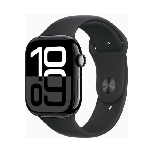 Apple Watch (Series 10) Gps 46mm Aluminium Case Jet Black με Sports Band Black M/L EU
