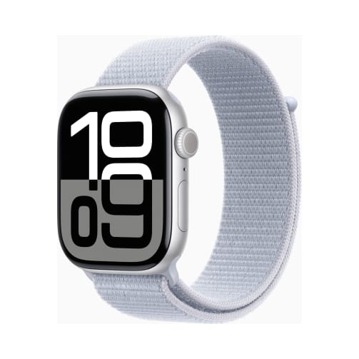 Apple Watch (Series 10) Gps 46mm Aluminium Silver Case με Sport Loop Blue Cloud EU