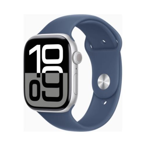 Apple Watch (Series 10 2024) Gps 46mm Aluminium Silver Case με Sport Band M/L Denim EU
