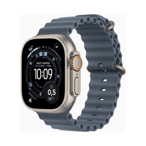 Apple Watch Ultra 3 (Series 11 2025) Gps +Cellular 49mm Natural Titanium Case με Ocean Band Anchor Blue EU