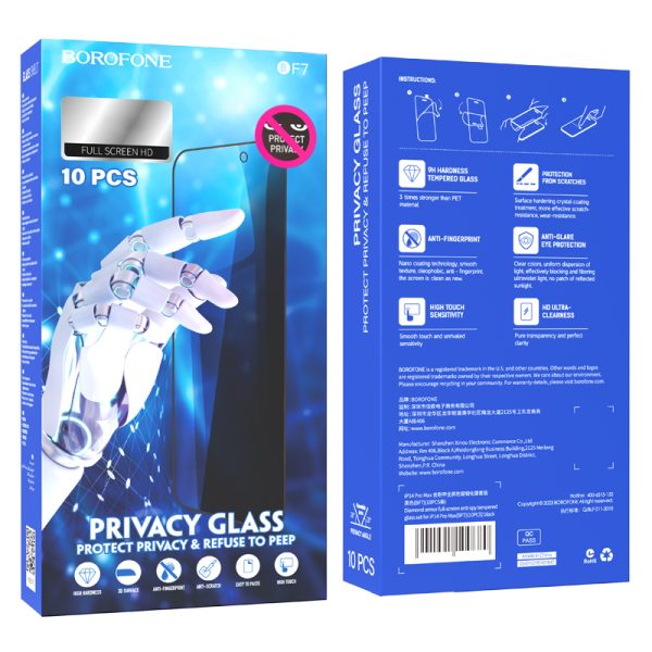 Borofone Tempered glass BF7 Diamond Armor Full Screen Anti-spy for Iphone X/XS/11 Pro