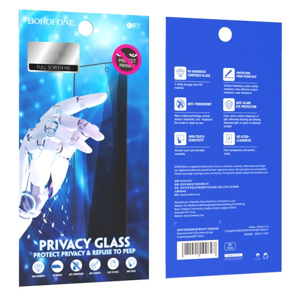 Borofone Tempered glass BF7 Diamond Armor Full Screen Anti-spy for Iphone 12 Pro Max