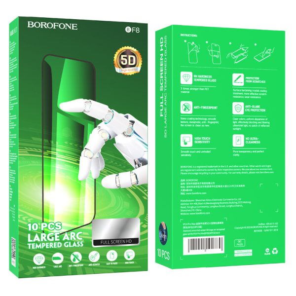 Borofone Tempered glass BF8 Diamond Armor Full Screen 5D Large Arc for Iphone 15 Plus/16 Plus