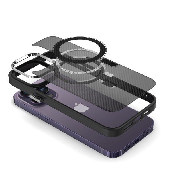 Tel Protect Magnetic Carbon Case for Iphone 15 Plus Black