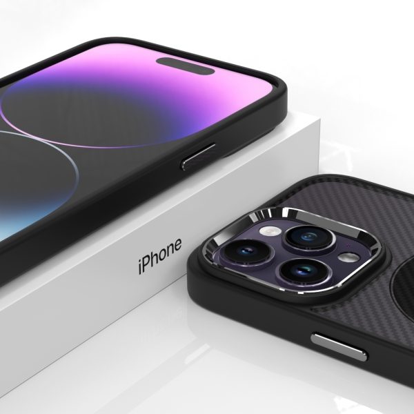 Tel Protect Magnetic Carbon Case for Iphone 15 Plus Black
