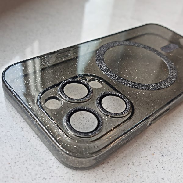 Glitter Magsafe Case for Iphone 11 black clear