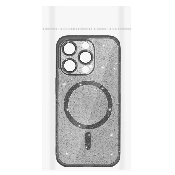 Glitter Magsafe Case for Iphone 15 black clear