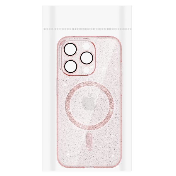 Glitter Magsafe Case for Iphone 15 Pro Max pink clear