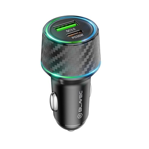 Blavec Car charger BS-21 Carbon - Type C + USB - PD 48W 3A (CCBS21C-CUB48) black
