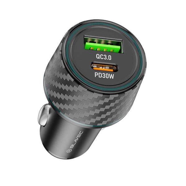 Blavec Car charger BS-21 Carbon - Type C + USB - PD 48W 3A (CCBS21C-CUB48) black