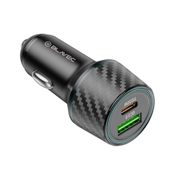 Blavec Car charger BS-21 Carbon - Type C + USB - PD 48W 3A (CCBS21C-CUB48) black