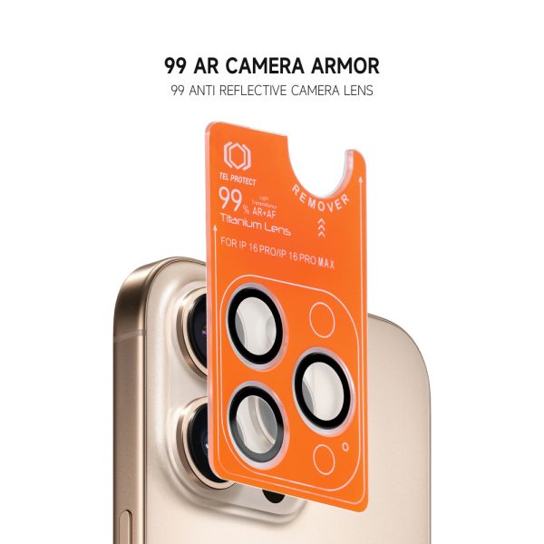 Tempered glass Tel Protect Titanium Lens 99% AR on camera for Iphone 16 Pro/16 Pro Max black