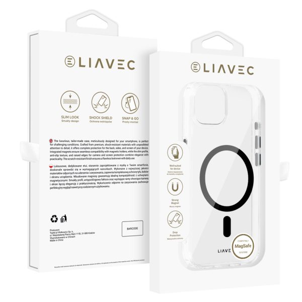 Liavec Glossy Magsafe Clear Case do Iphone 13/14 black