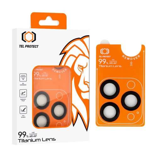 Tempered glass Tel Protect Titanium Lens 99% AR on camera for Iphone 15 Pro/15 Pro Max black