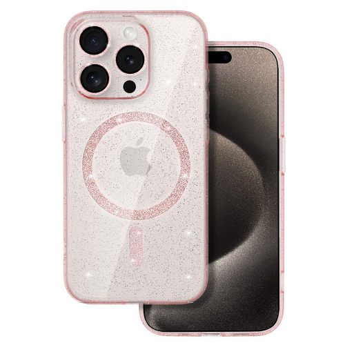 Glitter Magsafe Case for Iphone 14 Pro Max pink clear