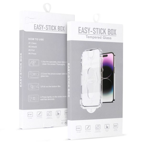 Tempered Glass Full Glue Easy-Stick Box for IPHONE 16 PRO MAX BLACK