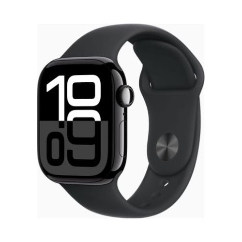 Apple Watch (Series 10 2024) Gps 42mm Aluminium Jet Black Case με Sport Band S/M Black EU