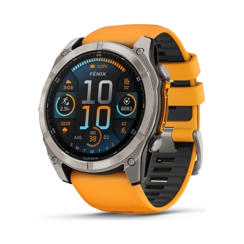 Garmin Watch Fenix 8 AMOLED Sapphire 51mm Titanium/Graphite με λουράκι Spark Orange EU