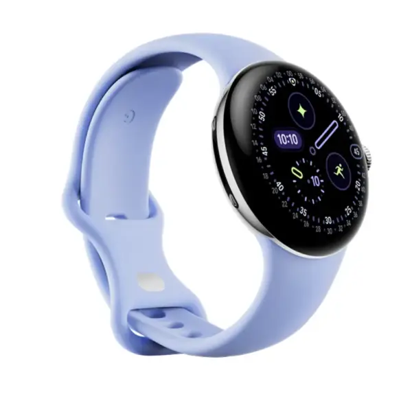 google pixel watch 4 purple (2) Google Pixel Watch 4 41mm Silver (Purple Strap)