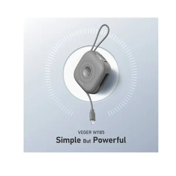Power Bank Veger MagCore 3in1 W1185 10000mAh PD20W Wireless Charging  for Apple iPhone, Watch & AirPods - Grey