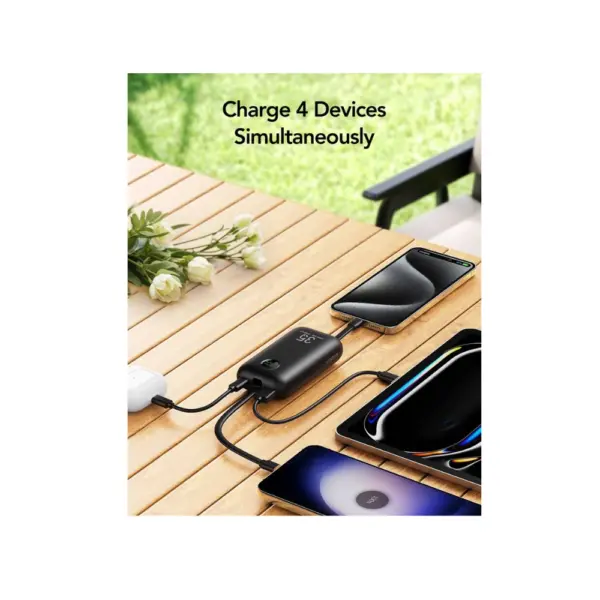 Power Bank Veger K1 10000mAh 35W PD Digital Display  With Built In Lightning & USB-C Cable Black