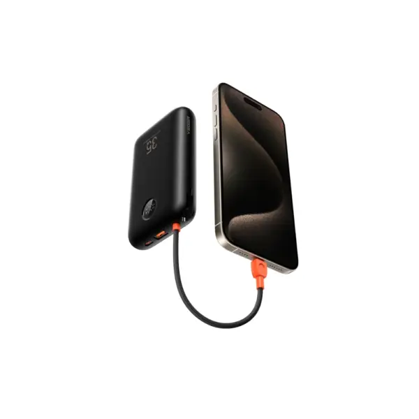 Power Bank Veger K2 20000mAh 35W PD Digital Display  With Built In Lightning & USB-C Cable Black