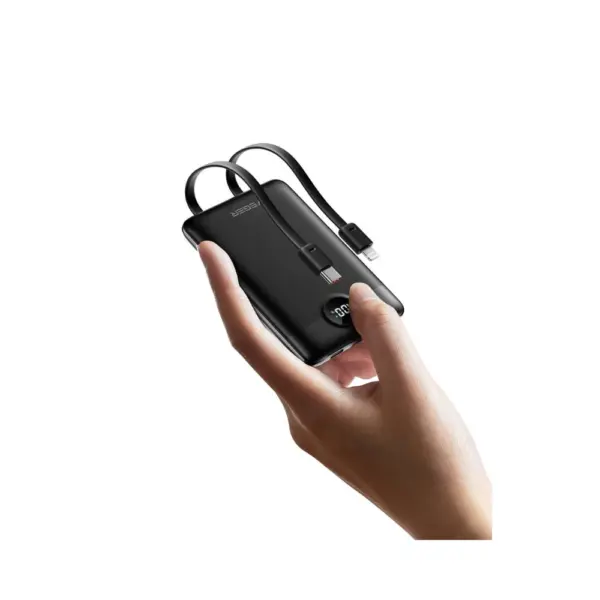 Power Bank VEGER W1170 10000mAh 22.5W C11 με Ενσωματωμένα Καλώδια USB-C  Lightning – Slim  Fast Charging