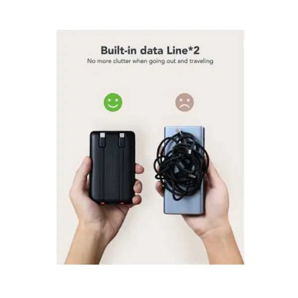 Power Bank VEGER W1170 10000mAh 22.5W C11 με Ενσωματωμένα Καλώδια USB-C  Lightning – Slim  Fast Charging