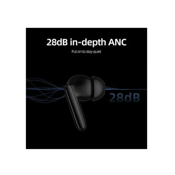 QCY T13 ANC 2 TWS 28dB active noise canceling 10mm drivers, BT 5.3 30 hours Black